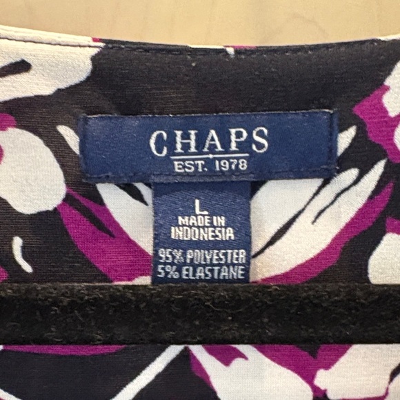 Chaps Floral Navy, Fuchsia and White Floral Dress Size Large - Picture 2 of 5